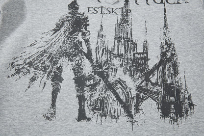 High-Neck Knight Graphic Short Sleeve Polo Shirt WN25839