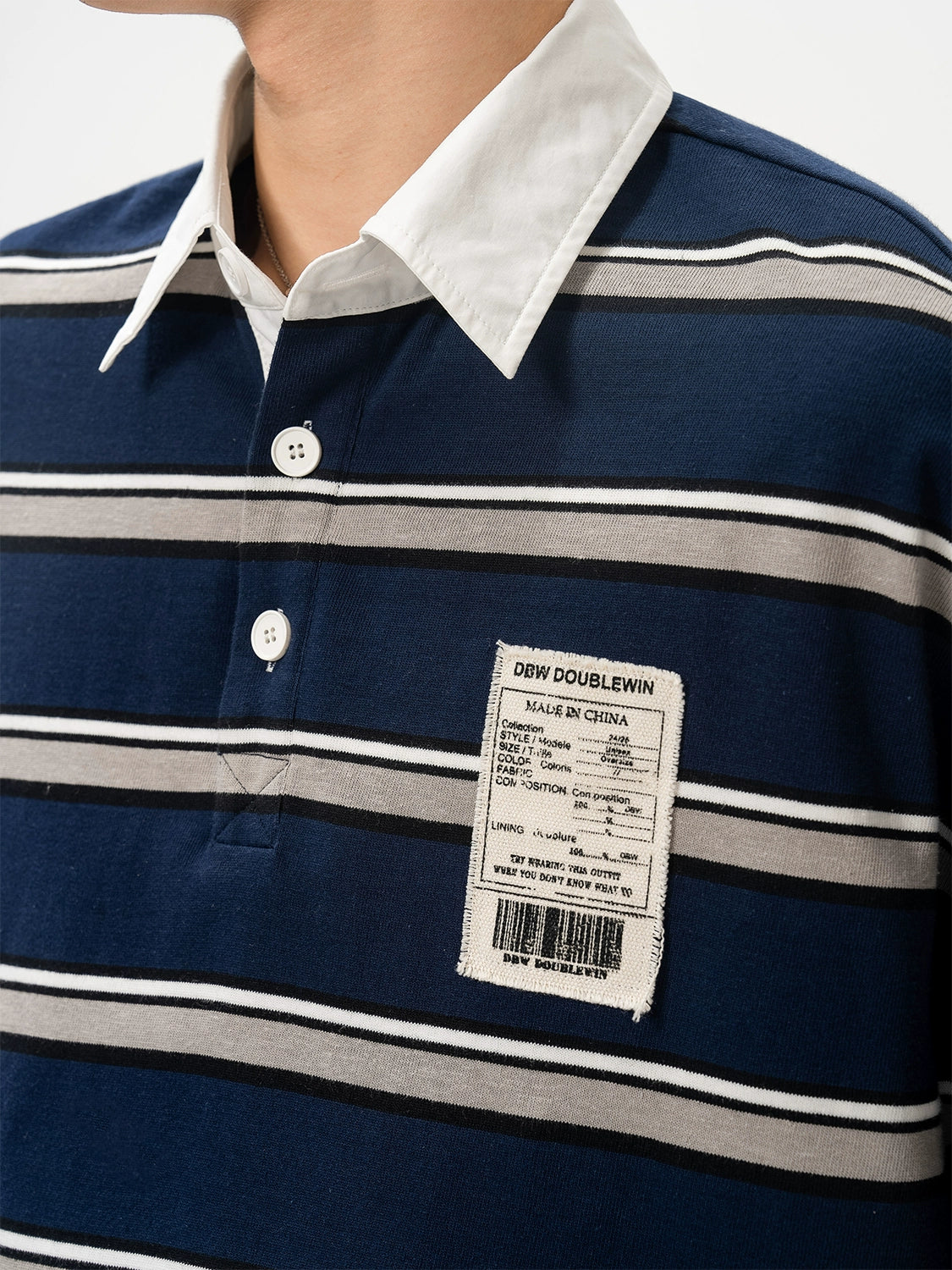 Colorblock Stripe Long Sleeve Polo Shirt WN20865