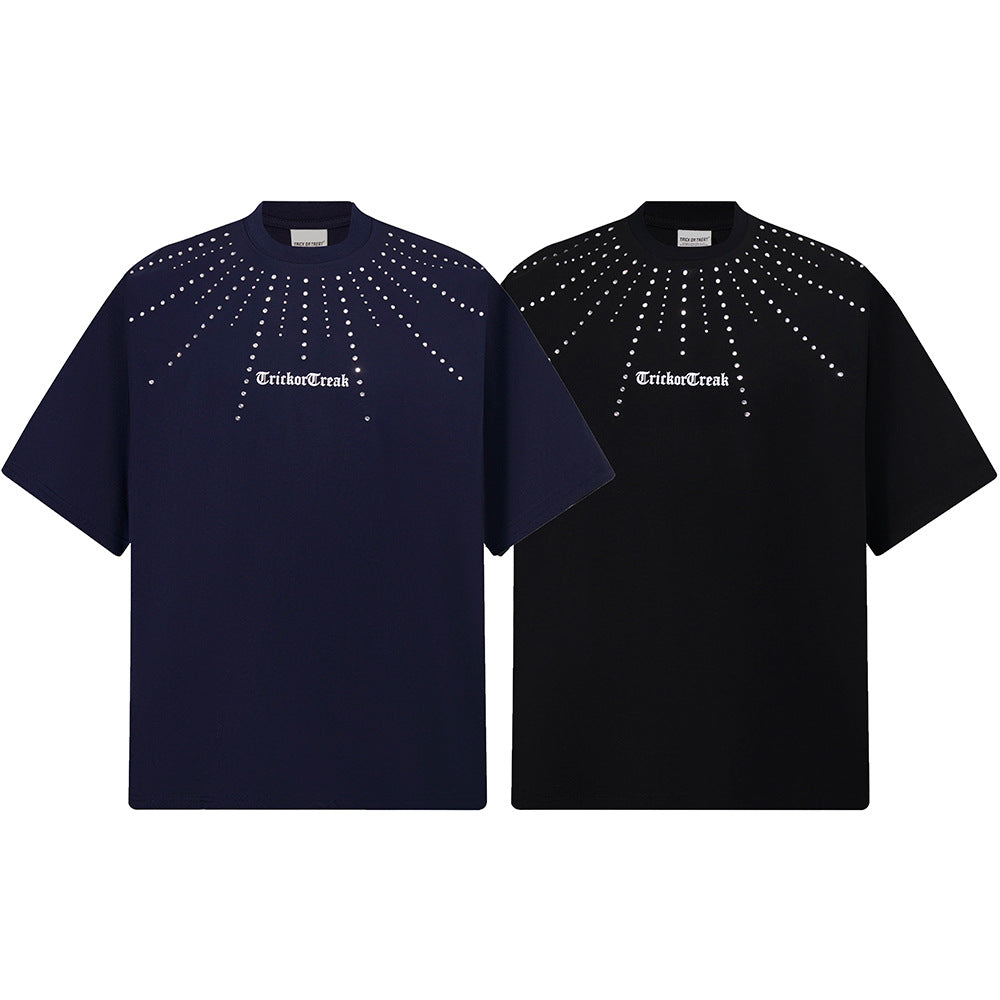 Rhinestone Starry Heavyweight Oversize Short Sleeve T-Shirt WN18528
