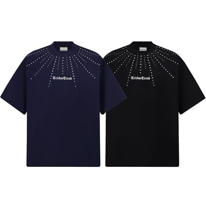 Rhinestone Starry Heavyweight Oversize Short Sleeve T-Shirt WN18528