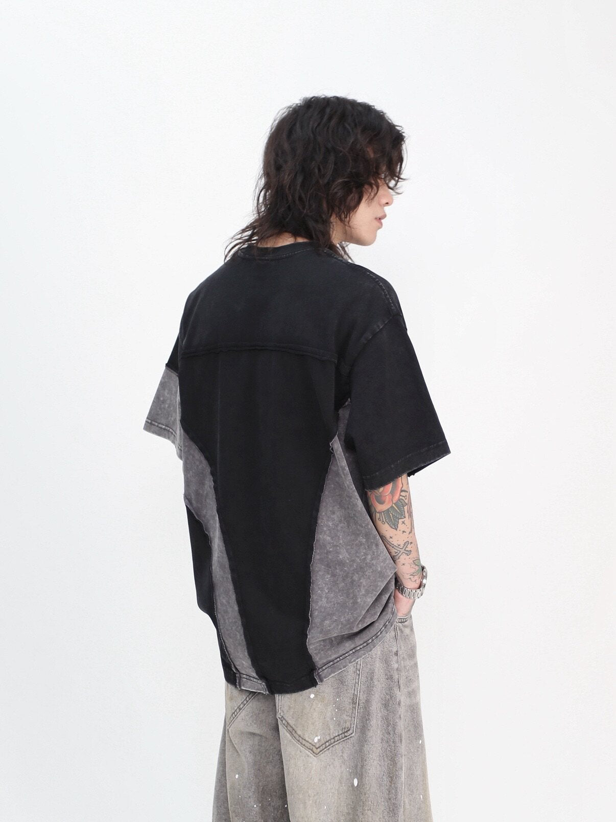 Oversize Asymmetrical Patchwork T-Shirt WN24438