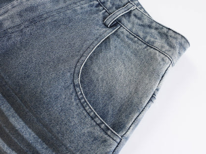 Crackle Washed Wide Leg Denim Jeans WN27840