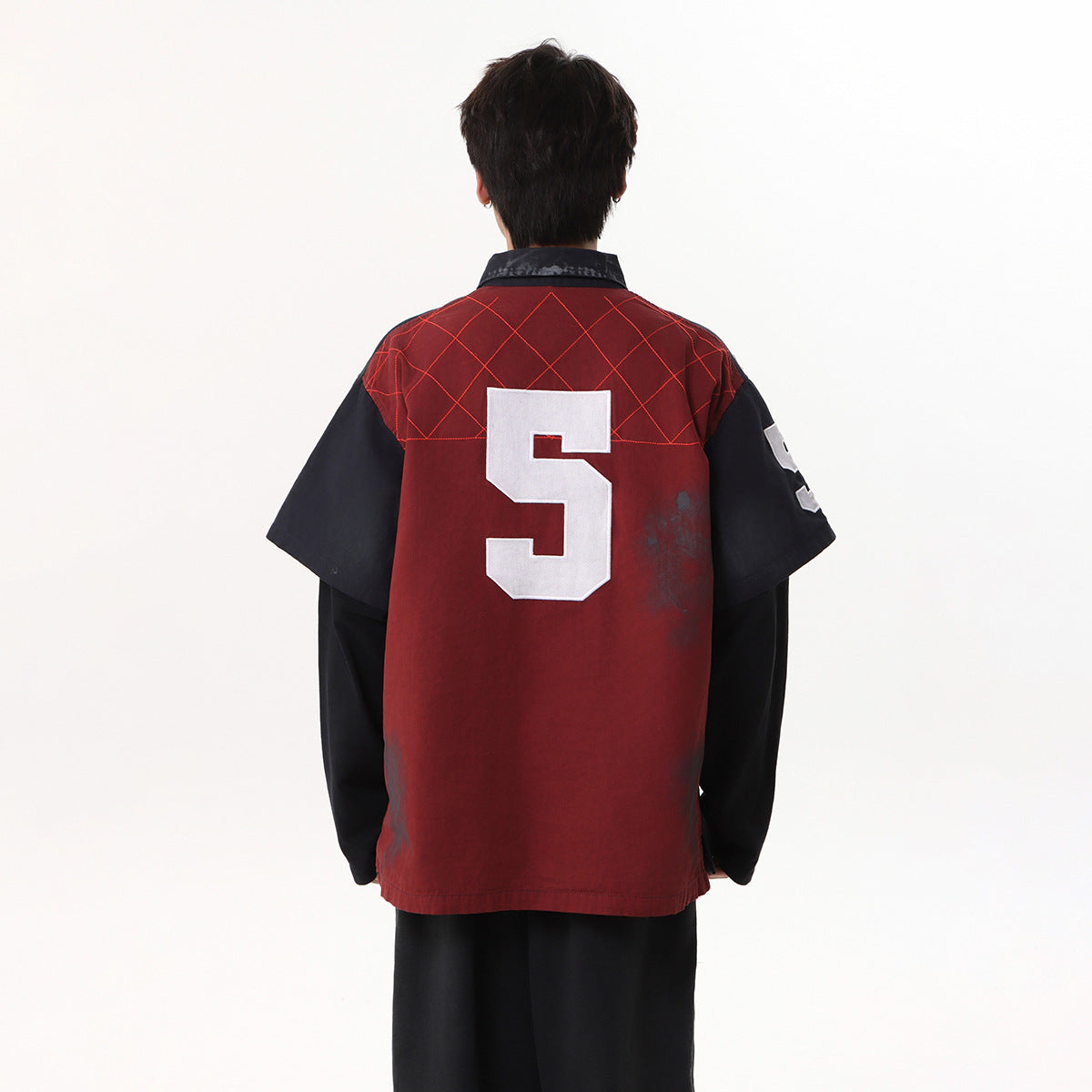 Dirty Washed Fake Layered Long Sleeve T-Shirt WN25805