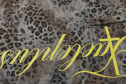 Leopard Letter Print Button Placket Short Sleeve T-Shirt WN25787
