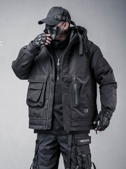 Fake Layered Hooded Tactical White Duck Down Jacket WN22545