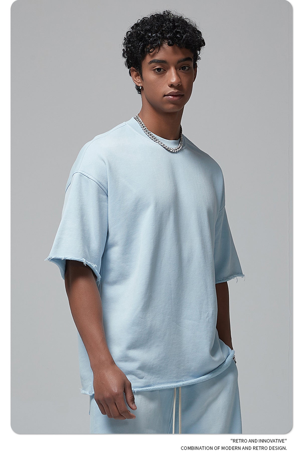 Oversize Spray-dyed Short-sleeve T-shirt & Spray-dyed Short Sweatpants Setup WN6639