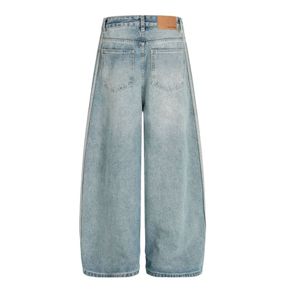 Washed Side Stripe Curved Denim Jeans WN26151