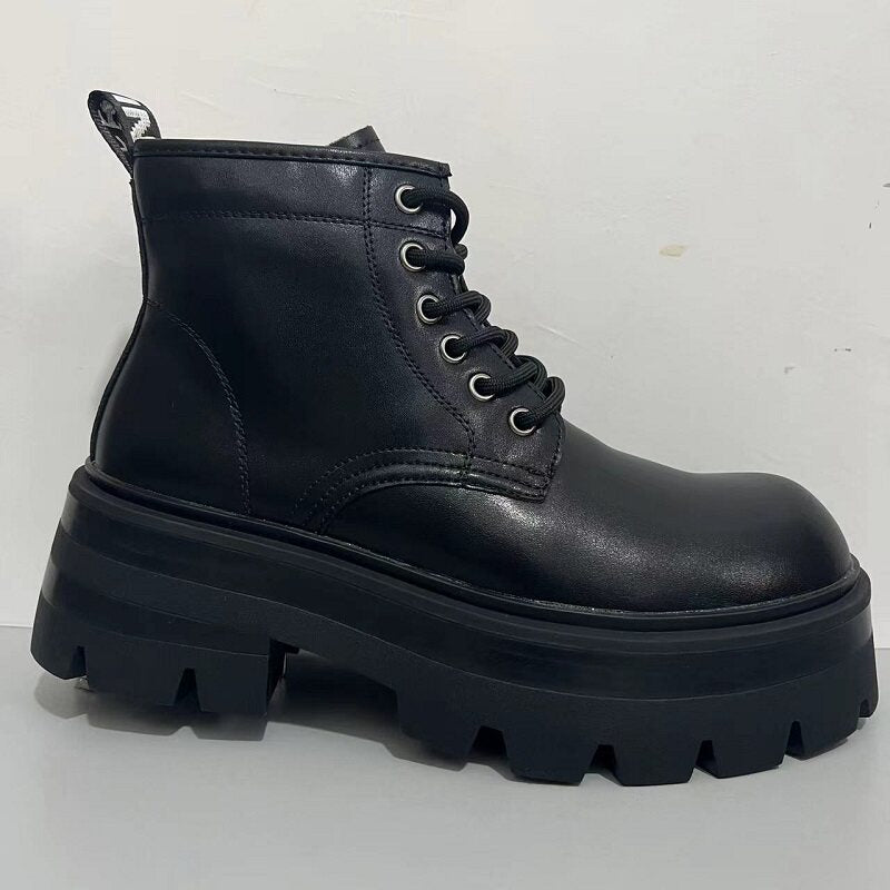Chunky Lug Sole Platform Lace-Up Zipper Boots WN24547
