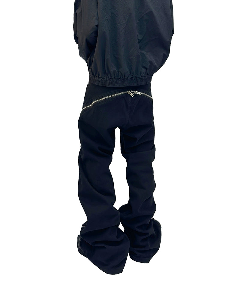 Spiral Zipper Twisted Flare Denim Jeans WN16996