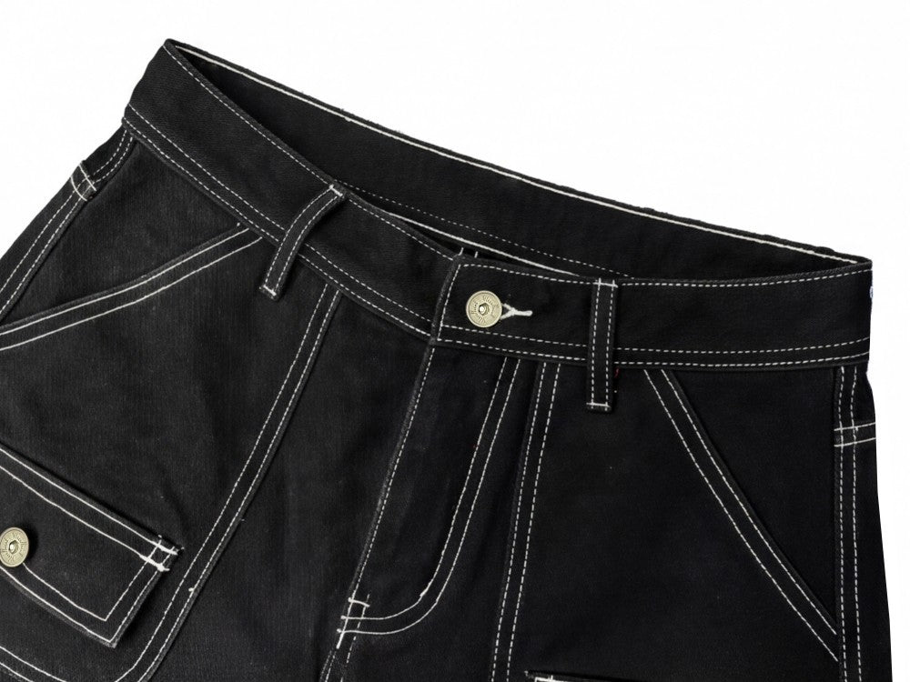 Wing Graphic Multi-Pocket Wide Leg Denim Jeans WN28114