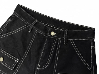 Wing Graphic Multi-Pocket Wide Leg Denim Jeans WN28114