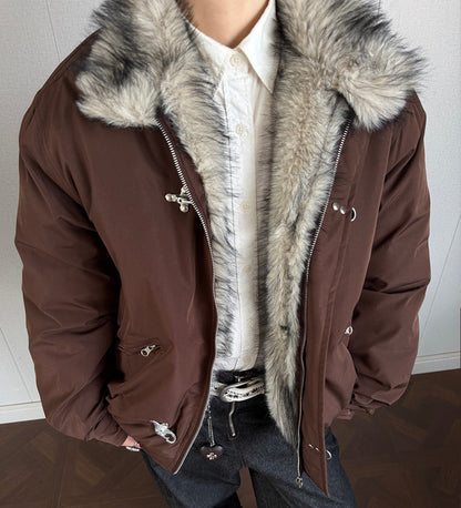 Velvet Quilting Fleece Lining Hooded Puffer Jacket WN21934