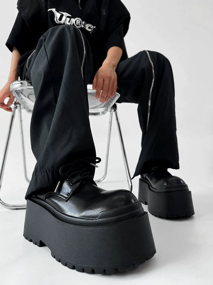 10cm Uplift Thick Sole Leather Derby Shoes WN19132