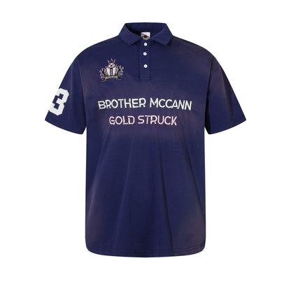 Washed Dirty Effect Design Polo Short Sleeve T-Shirt WN18129