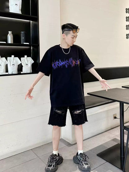 Rhinestone Thorn Oversize Short Sleeve T-Shirt WN20704