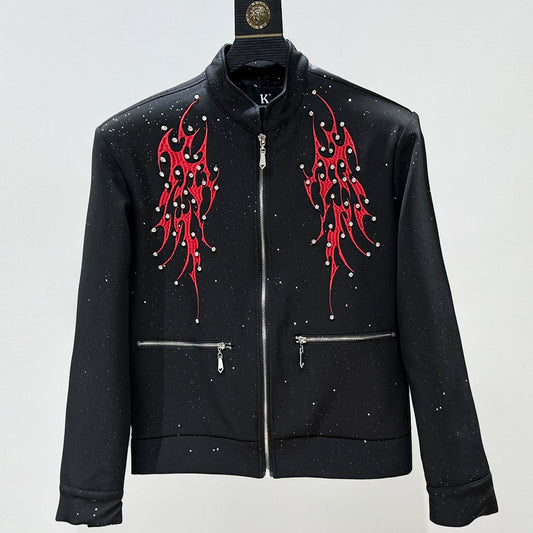Color Block Embroidery Beaded Short Jacket WN23881
