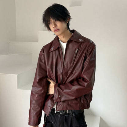 Embroidery PU Leather Short Jacket WN22223