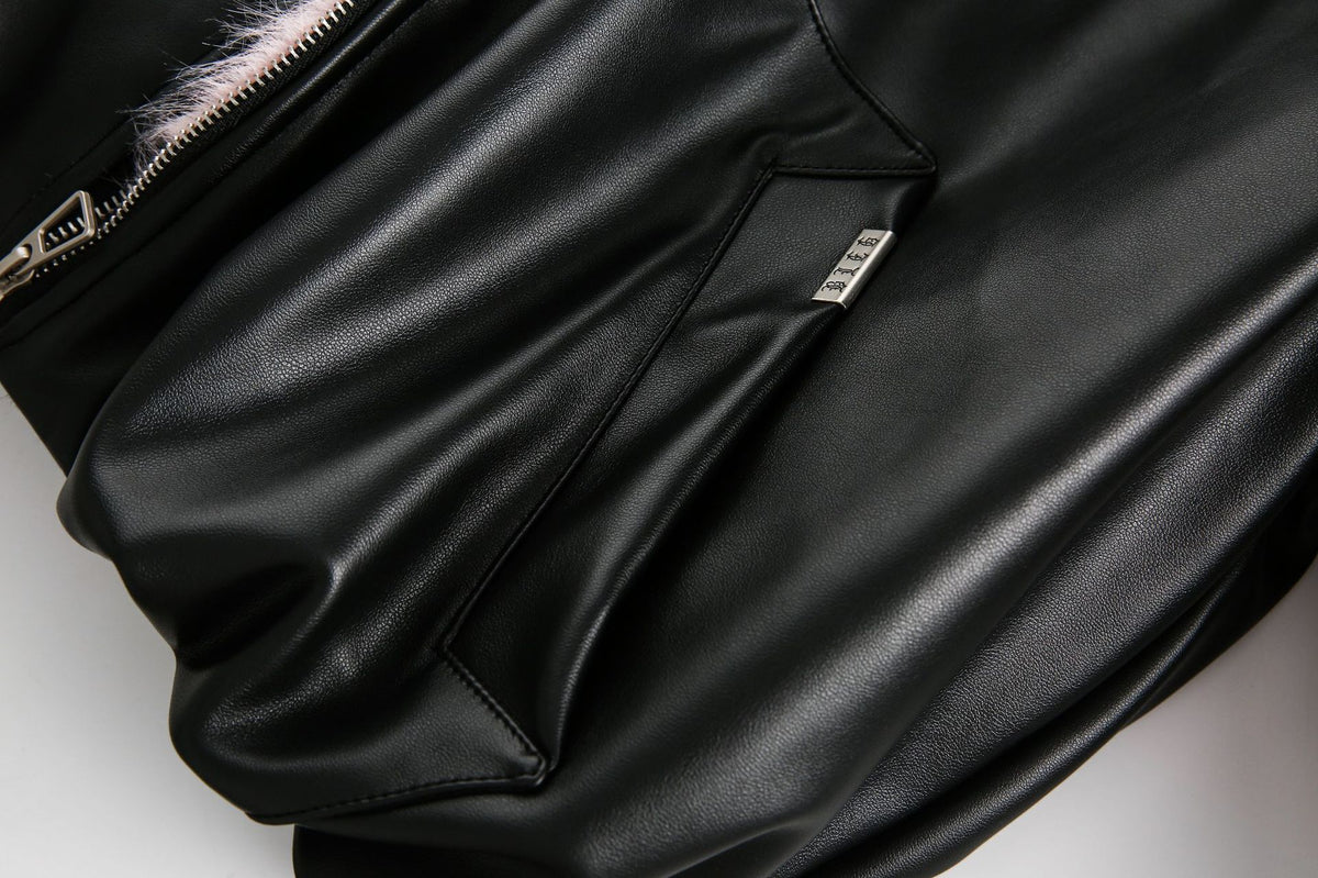 Fake Fur Lining Hooded PU Leather Jacket WN28066