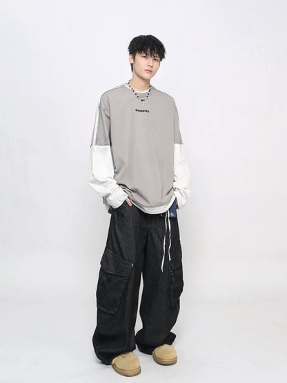 Heavyweight Mix Patchwork Long Sleeve T-Shirt WN21034