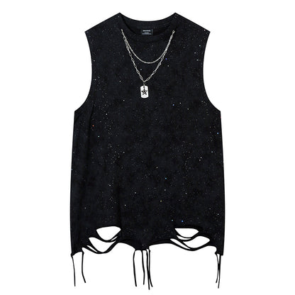 Starry Chain Damage Sleeveless T-Shirt WN16546