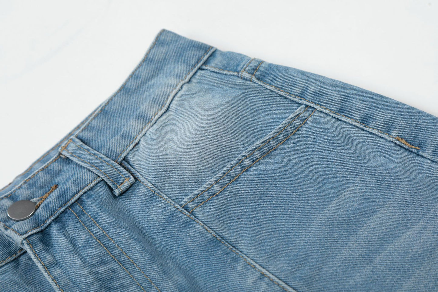 Washed Letter Print Wide Leg Denim Jeans WN25563