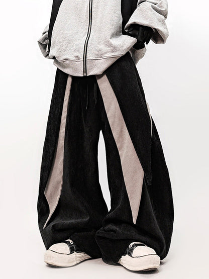 Fake Layered Curved Cut Wide Leg Cargo Pants WN23981
