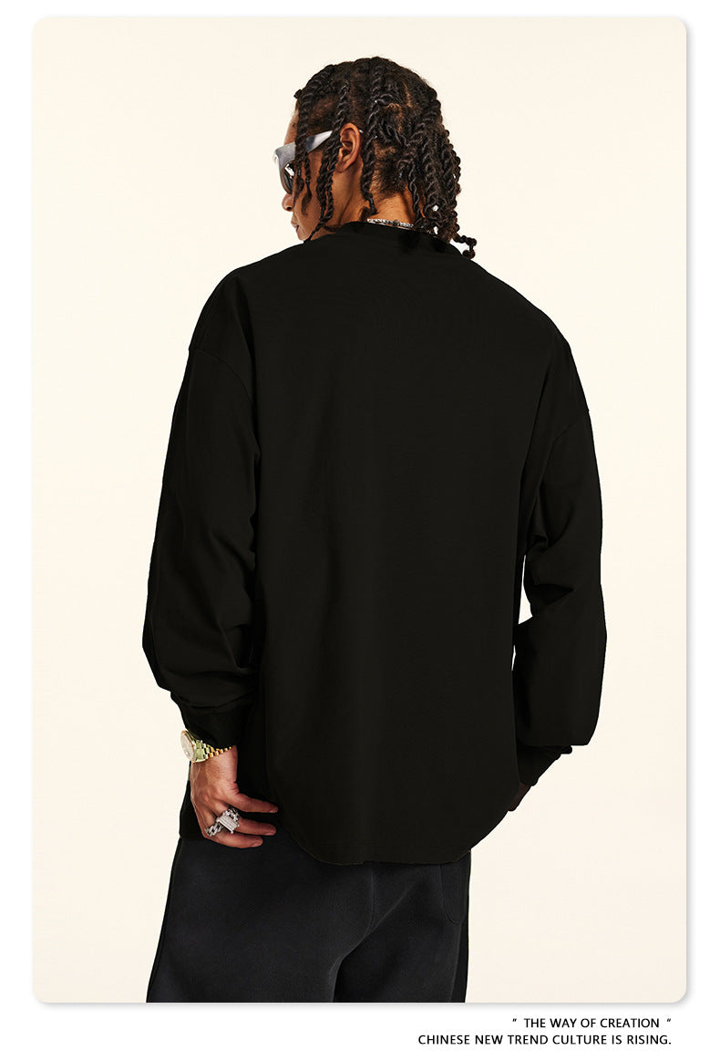 Water Washed Wax Print Long Sleeve T-Shirt WN7885