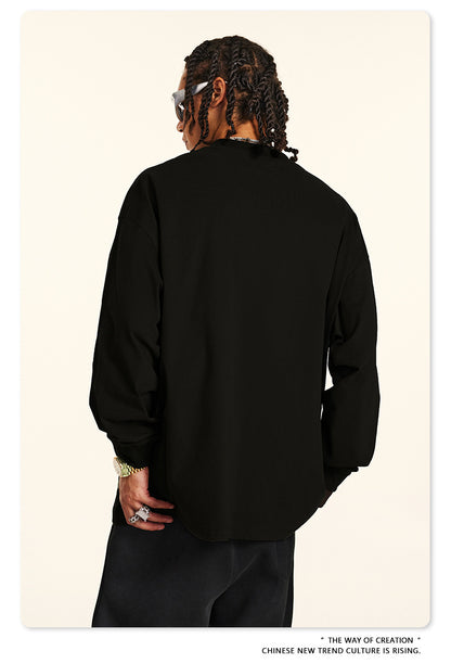 Water Washed Wax Print Long Sleeve T-Shirt WN7885