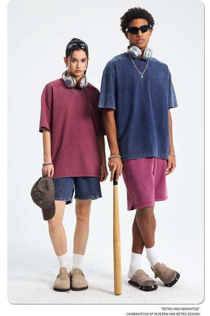 Washed Plain Oversize Short Sleeve T-Shirt WN16261