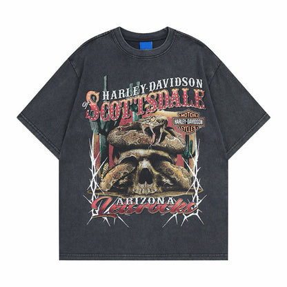 Washed Print Oversize Short Sleeve T-Shirt WN24416