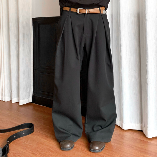 Pleated Structured Wide Leg Trousers WN22194