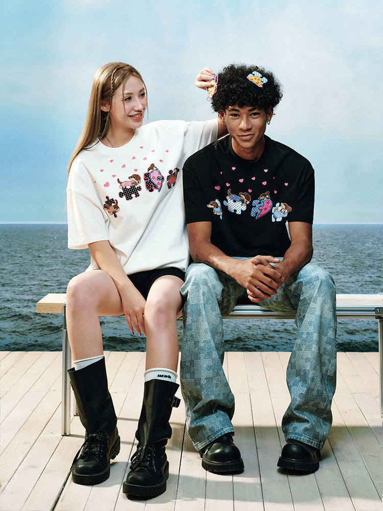 Puzzle Detachable Print Short Sleeve T-Shirt WN23230