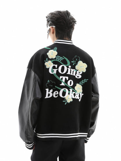 Flocked Embroidery Baseball Jacket WN10406