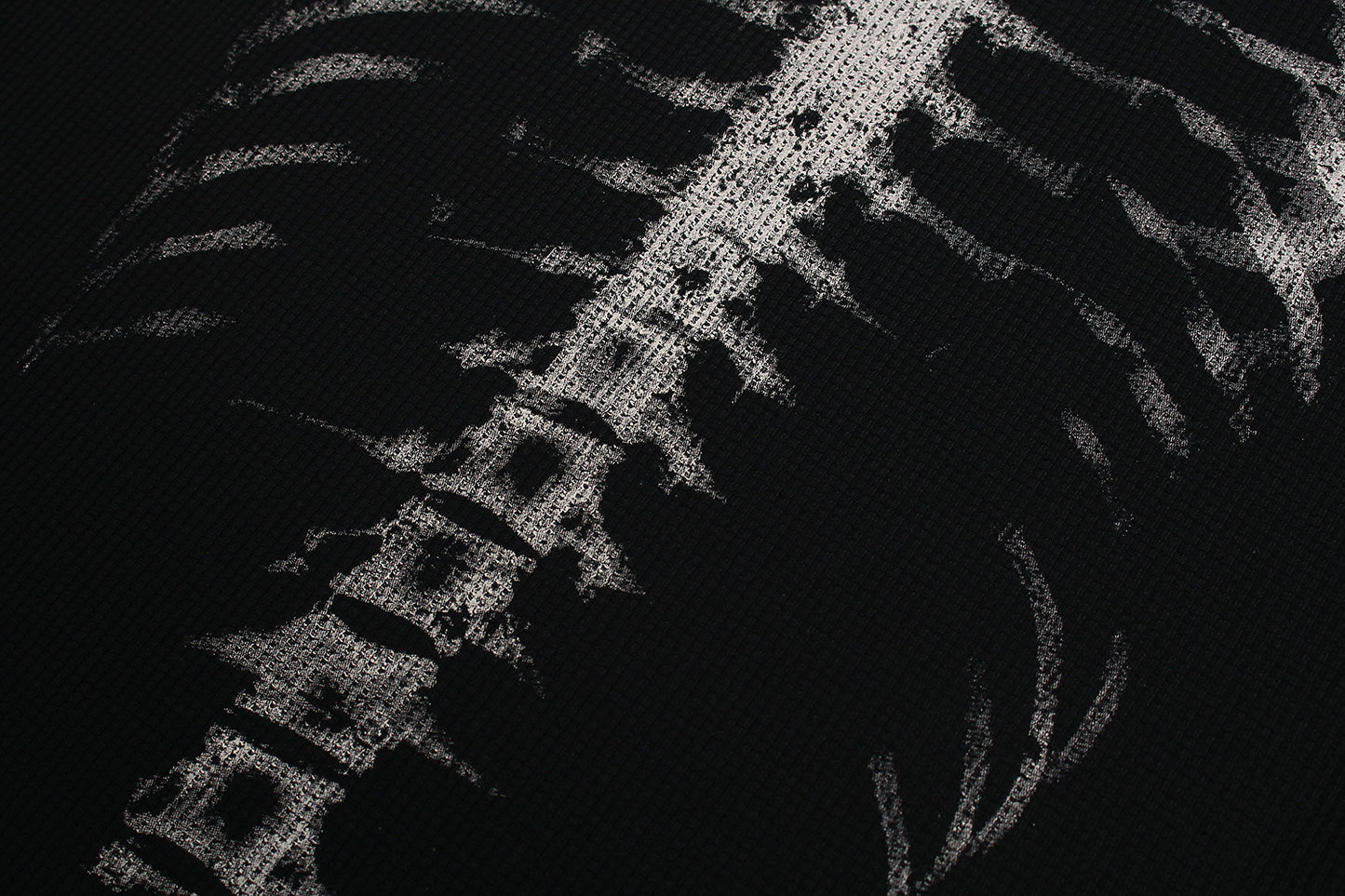Skeleton Print Waffle Long Sleeve T-Shirt WN25476