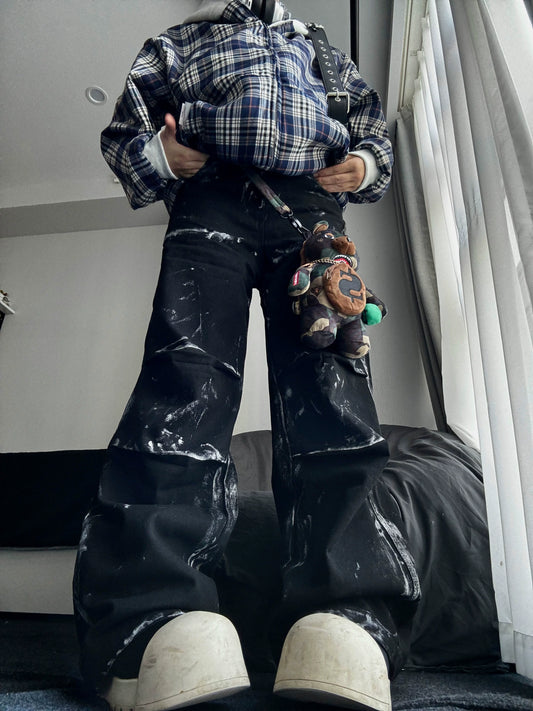 Splash Paint Graffiti Design Flare Denim Jeans WN18114