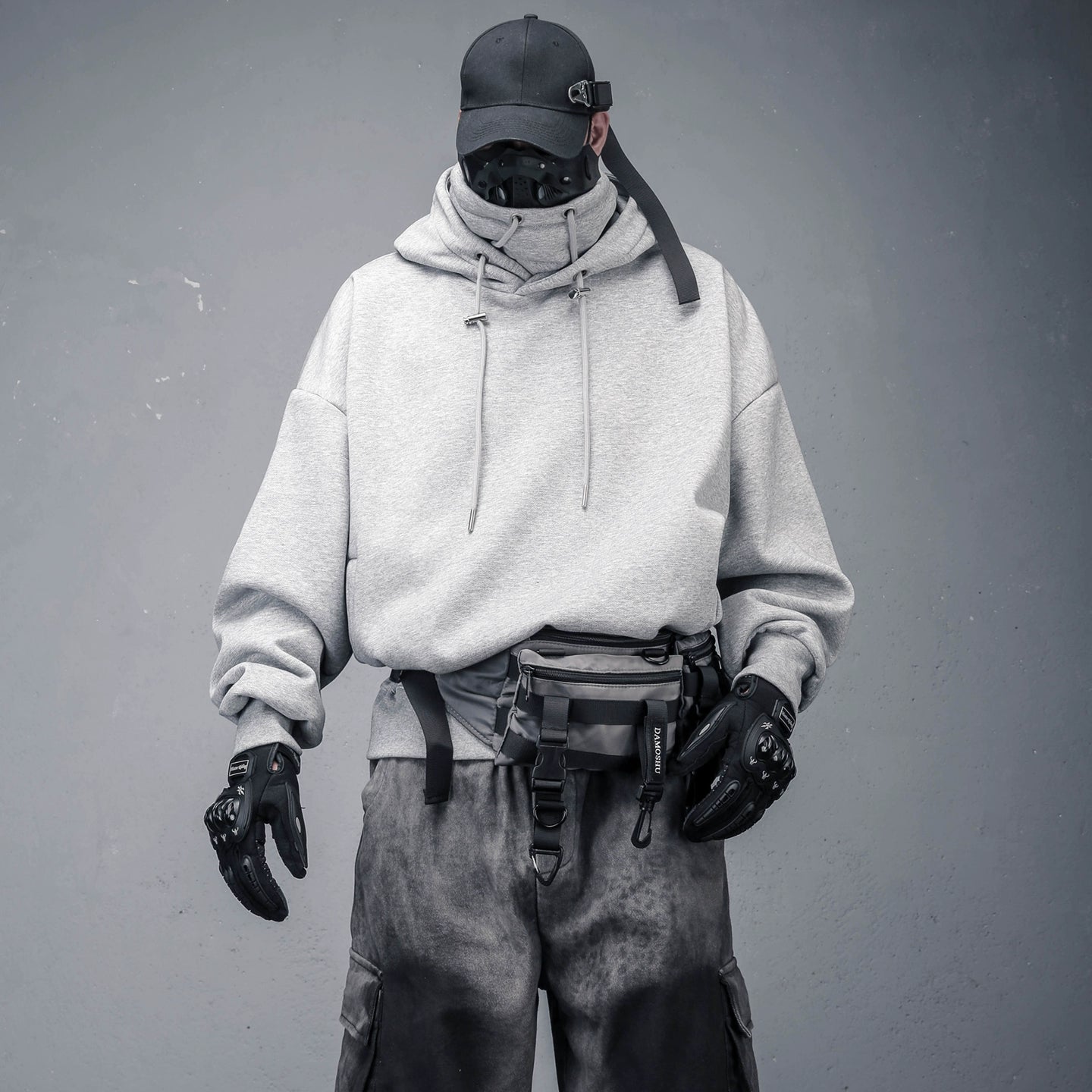 High-Neck Oversize Fleece Lining Hoodie WN22315