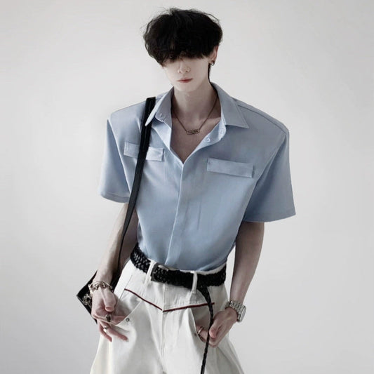 Minimalist Shoulder-Pad Short Sleeve T-Shirt WN20336