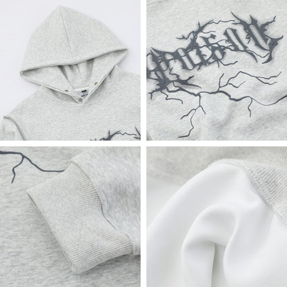 Lightning Zipper Design Oversize Pullover Hoodie WN11128