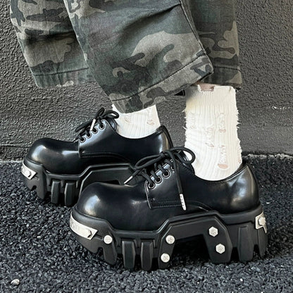 Thick Sole PU Leather Derby Shoes WN21249