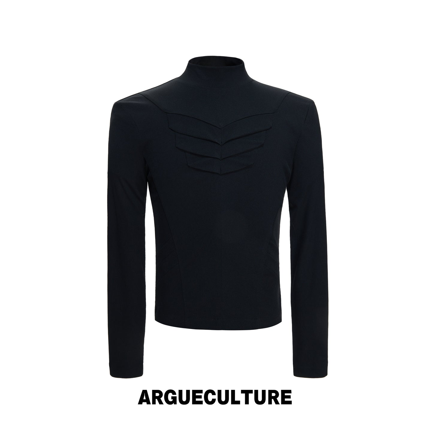 High-Neck Structured Stretch Cropped Long Sleeve T-Shirt WN27039