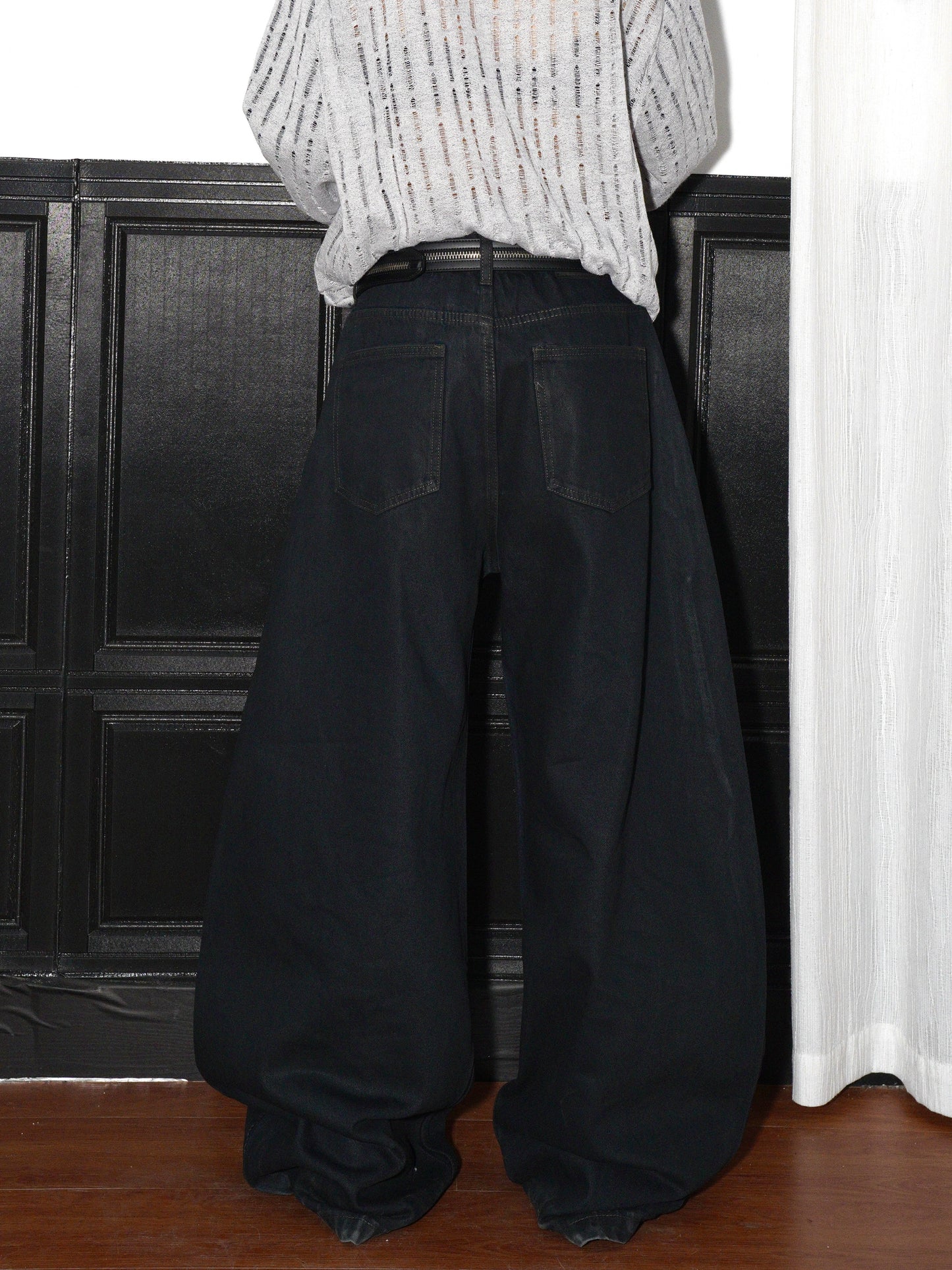 Structured Wide Leg Denim Jeans WN22185