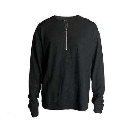 Waffle Plan Half Zip Long Sleeve T-shirt WN8593