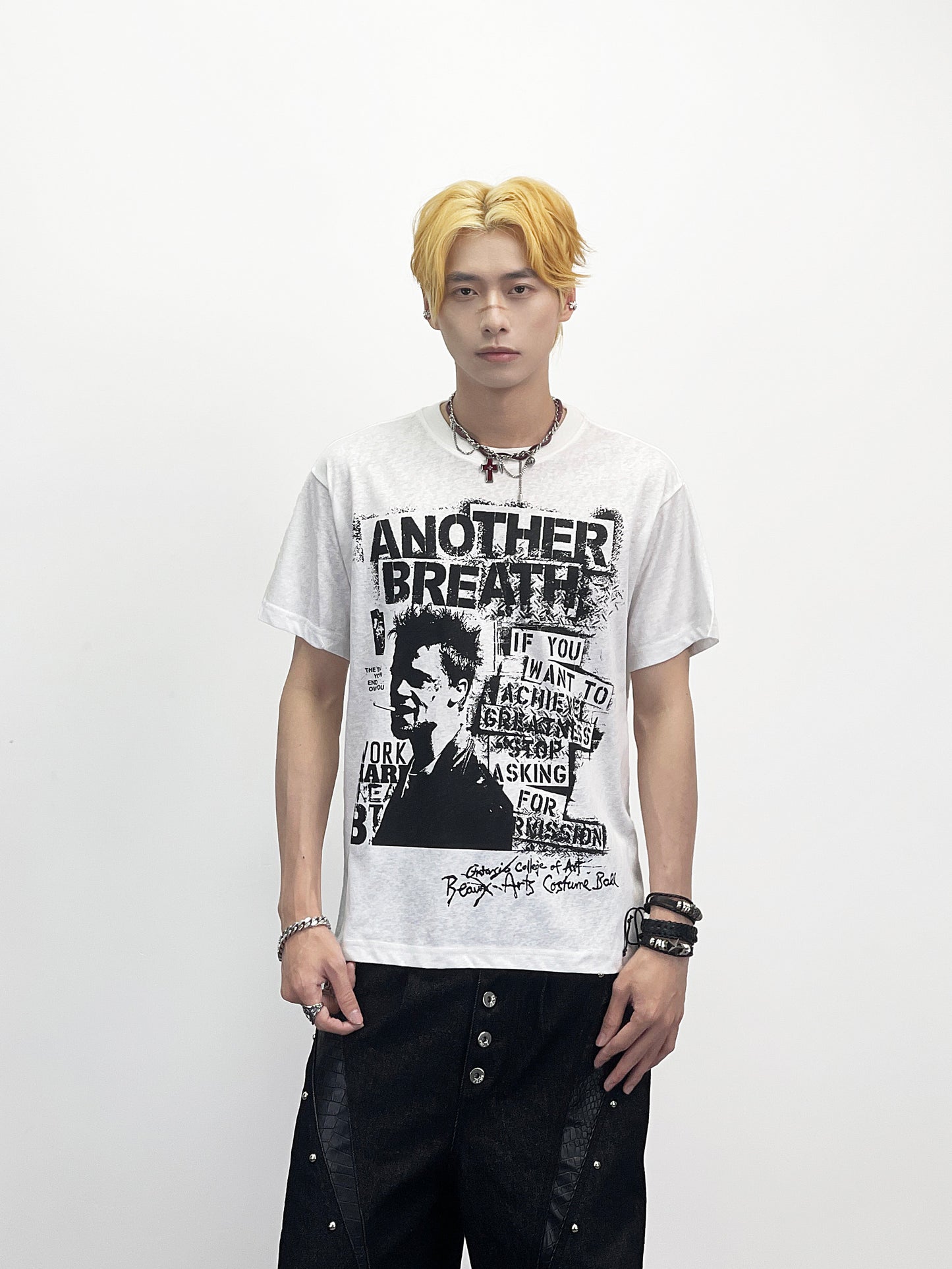 Rock Portrait Print Cotton Short Sleeve T-Shirt WN24238