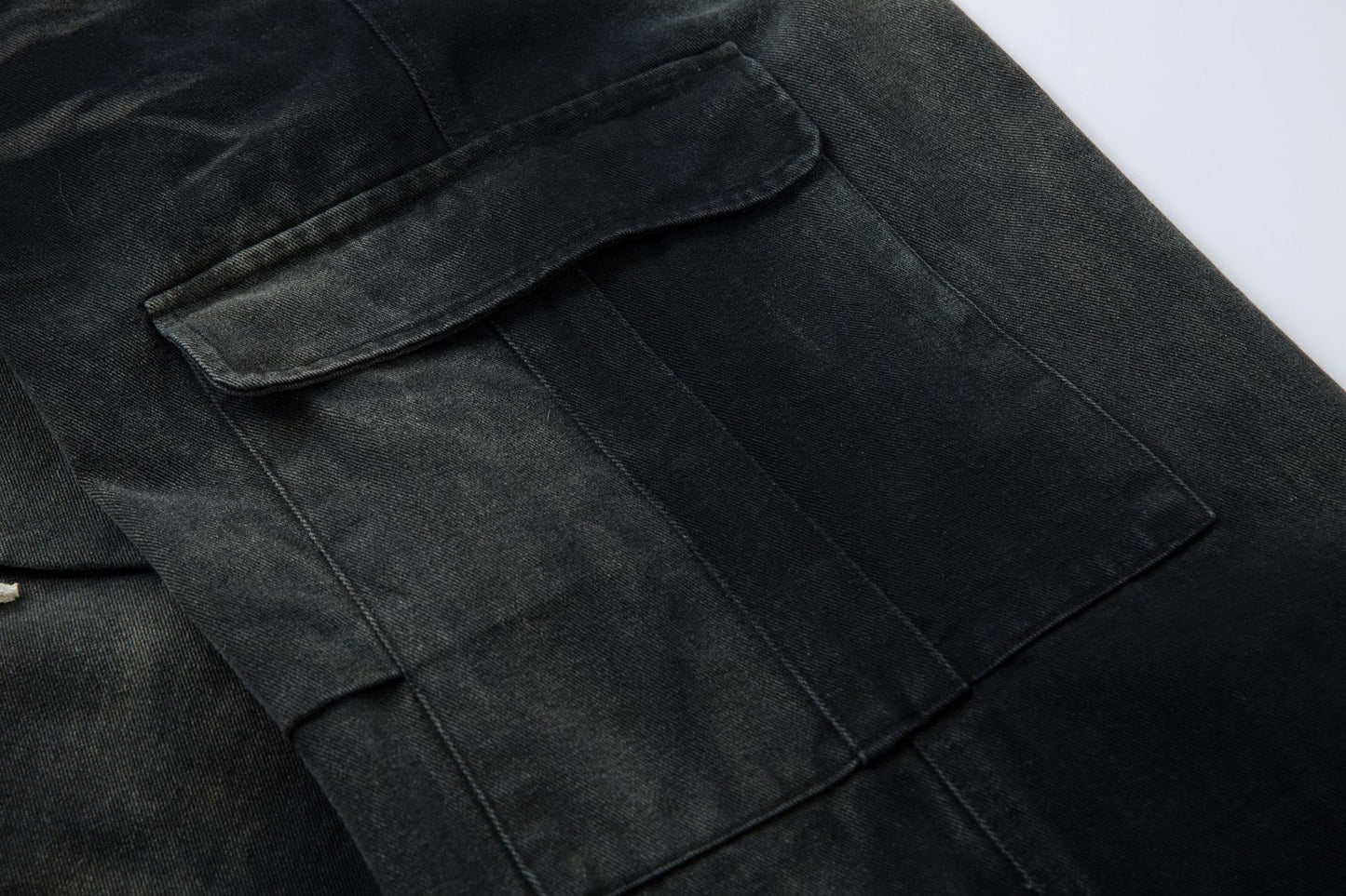 Washed Wide-Leg Cargo Denim Jeans WN12729