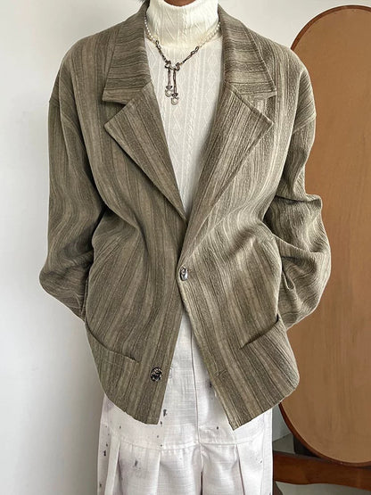 Tie-Dye Jacquard Texture Pleats Oversize Tailored Jacket WN20022