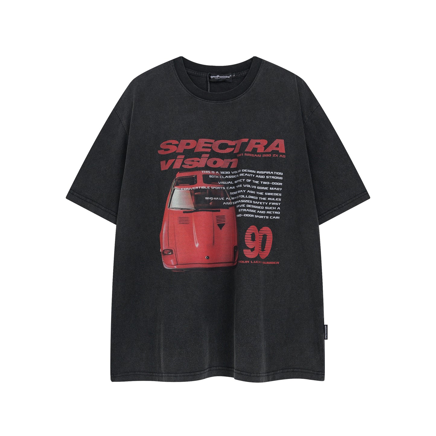 Washed Graphic Car Print Short Sleeve T-Shirt WN25775