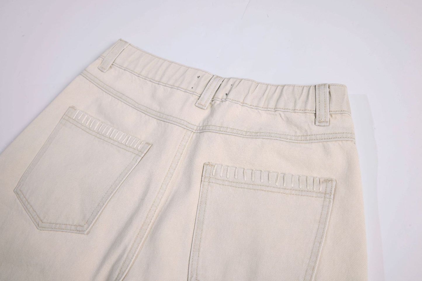 Multi-Button Curved Wide Leg Denim Jeans WN26163