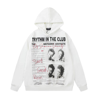 Letter Photo Print Oversize Hoodie WN24290