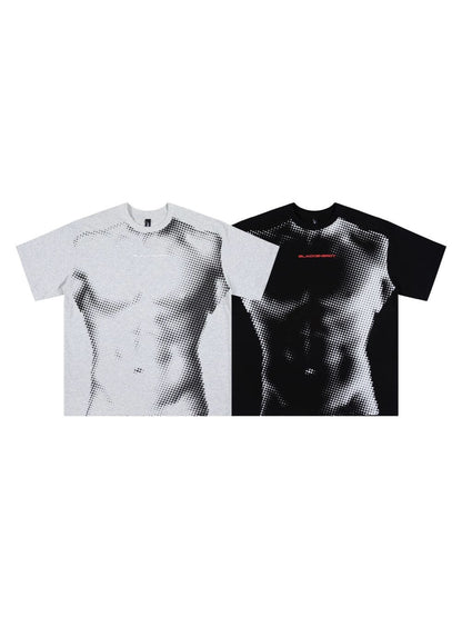 Halftone Portrait Digital Print Heavyweight Short Sleeve T-Shirt WN27897