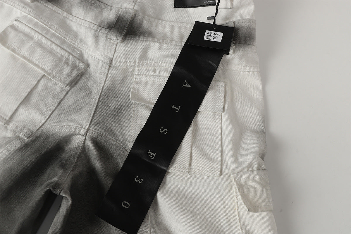 Spray Print Wide Leg Cargo Pants WN23110